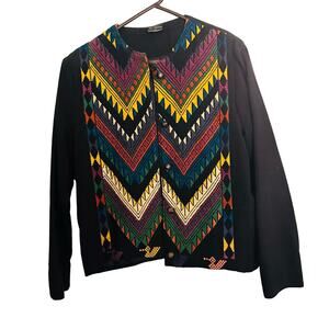 ARTESIANE De Colorea Multicolored Wooden Button Front Jacket Size Large